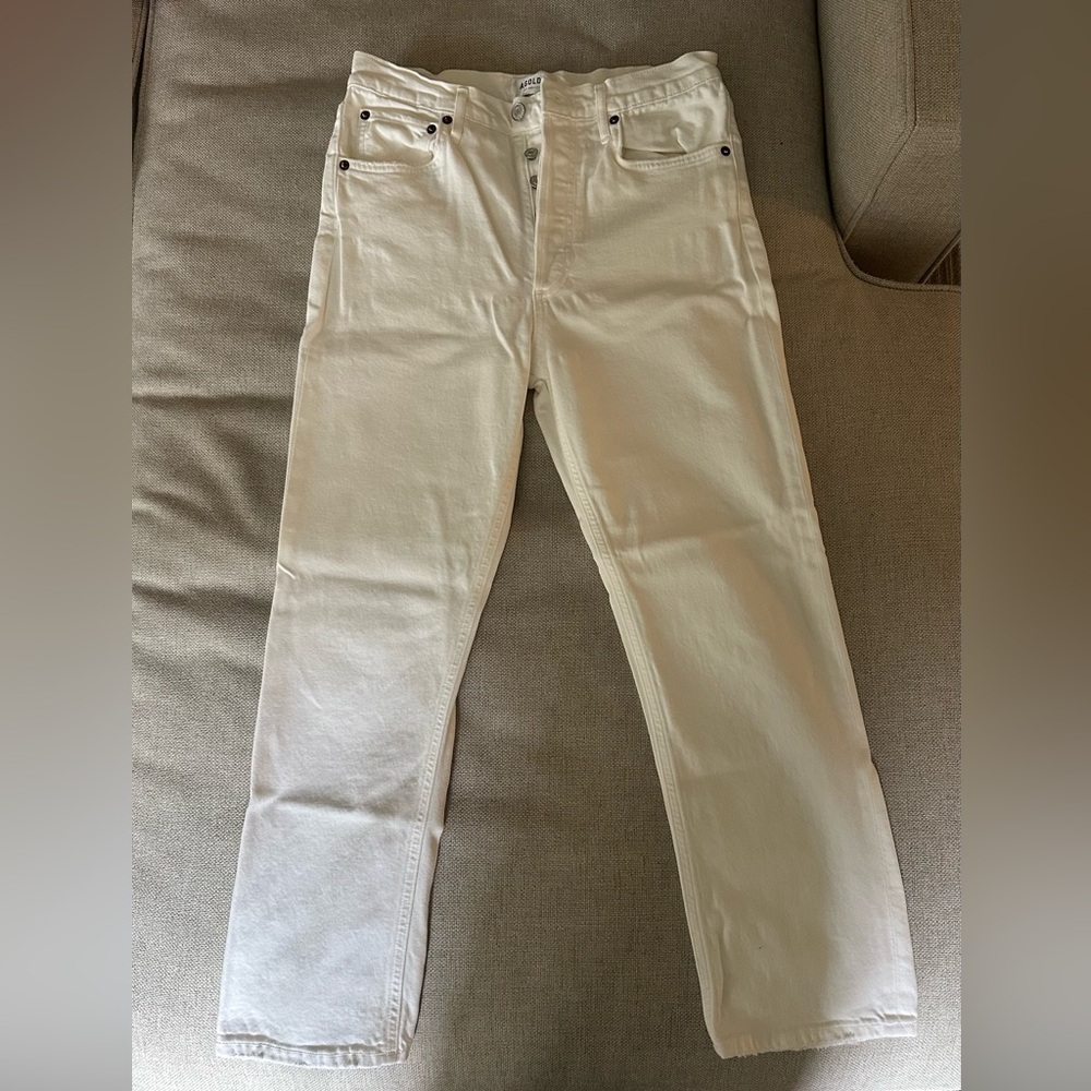 Agolde Riley Crop White Jeans